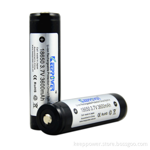 Keeppower 3.7v 18650 protected 3600mAh flashlight li-ion battery for Pana sonic